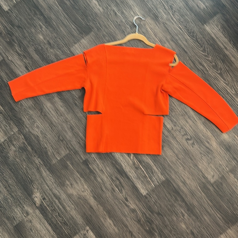 Issey Miyake Vibrant Orange Cut-Out Blouse